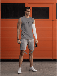 Arrival Round Neck Sleeveless Tank Charcoal Grey - Fitaiim