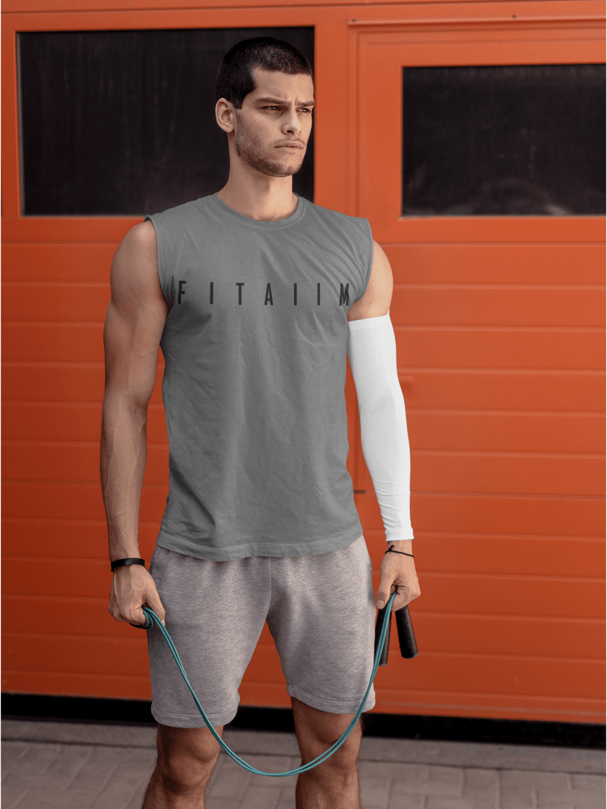 Arrival Round Neck Sleeveless Tank Charcoal Grey - Fitaiim