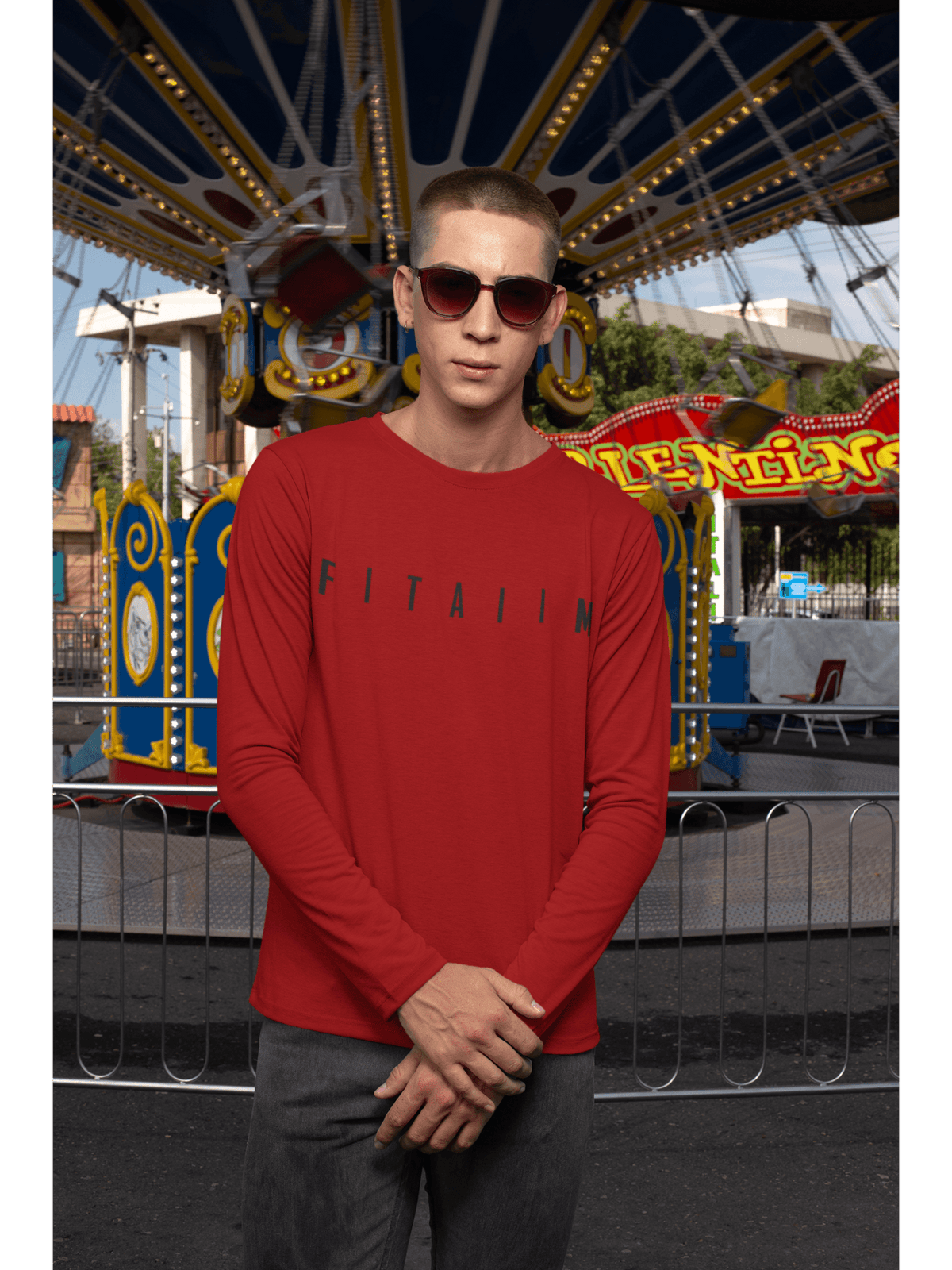 Arrival Round Neck Full Sleeve T-Shirt Red - Fitaiim
