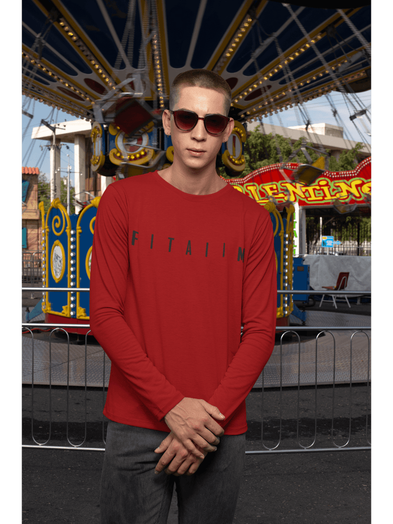 Arrival Round Neck Full Sleeve T-Shirt Red - Fitaiim
