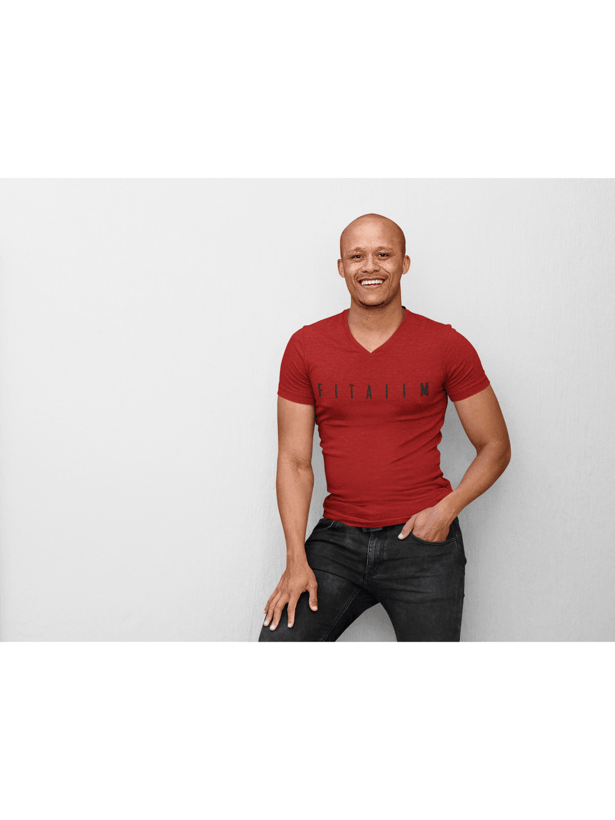 Arrival V-Neck T-shirt Red - Fitaiim