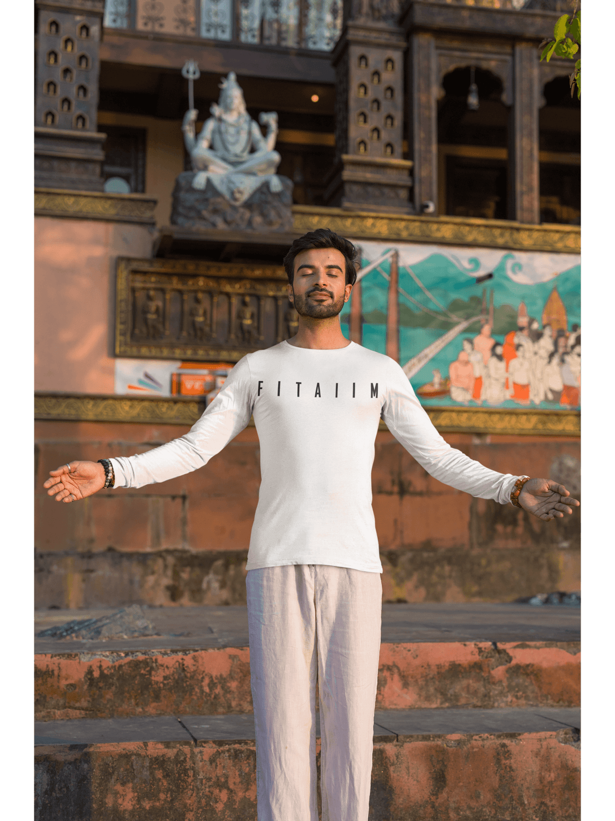 Arrival Round Neck Full Sleeve T-Shirt White - Fitaiim