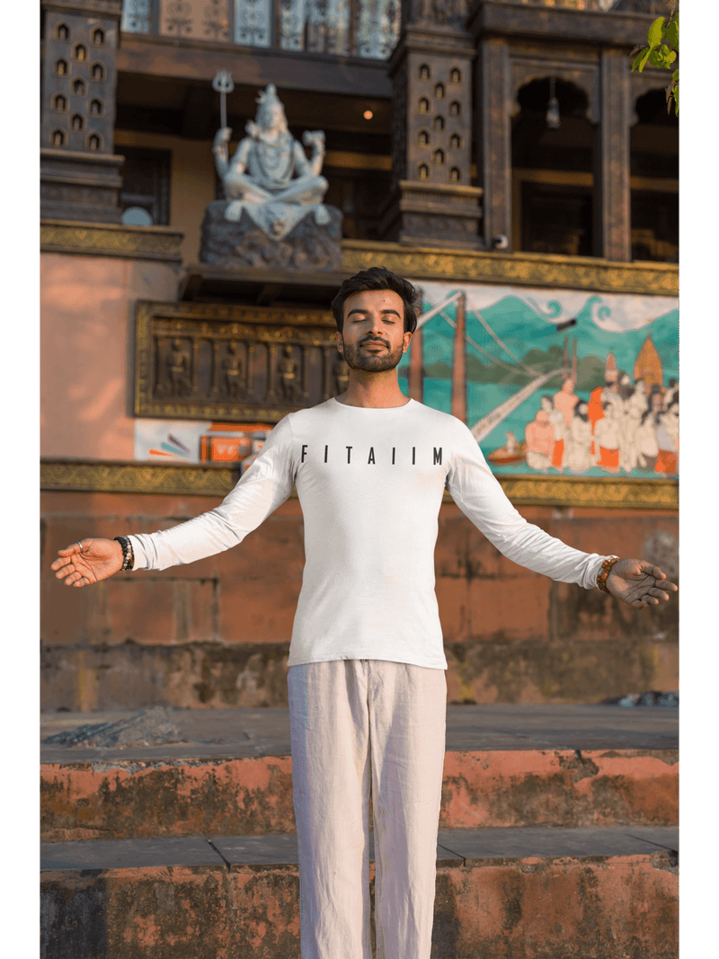 Arrival Round Neck Full Sleeve T-Shirt White - Fitaiim