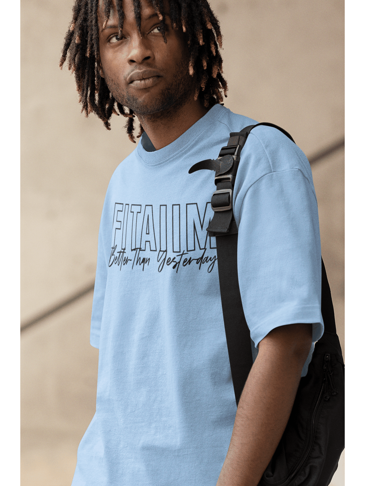 Oversized Men T-Shirt Baby Blue - Fitaiim