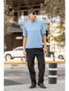 Oversized Men T-Shirt Baby Blue - Fitaiim