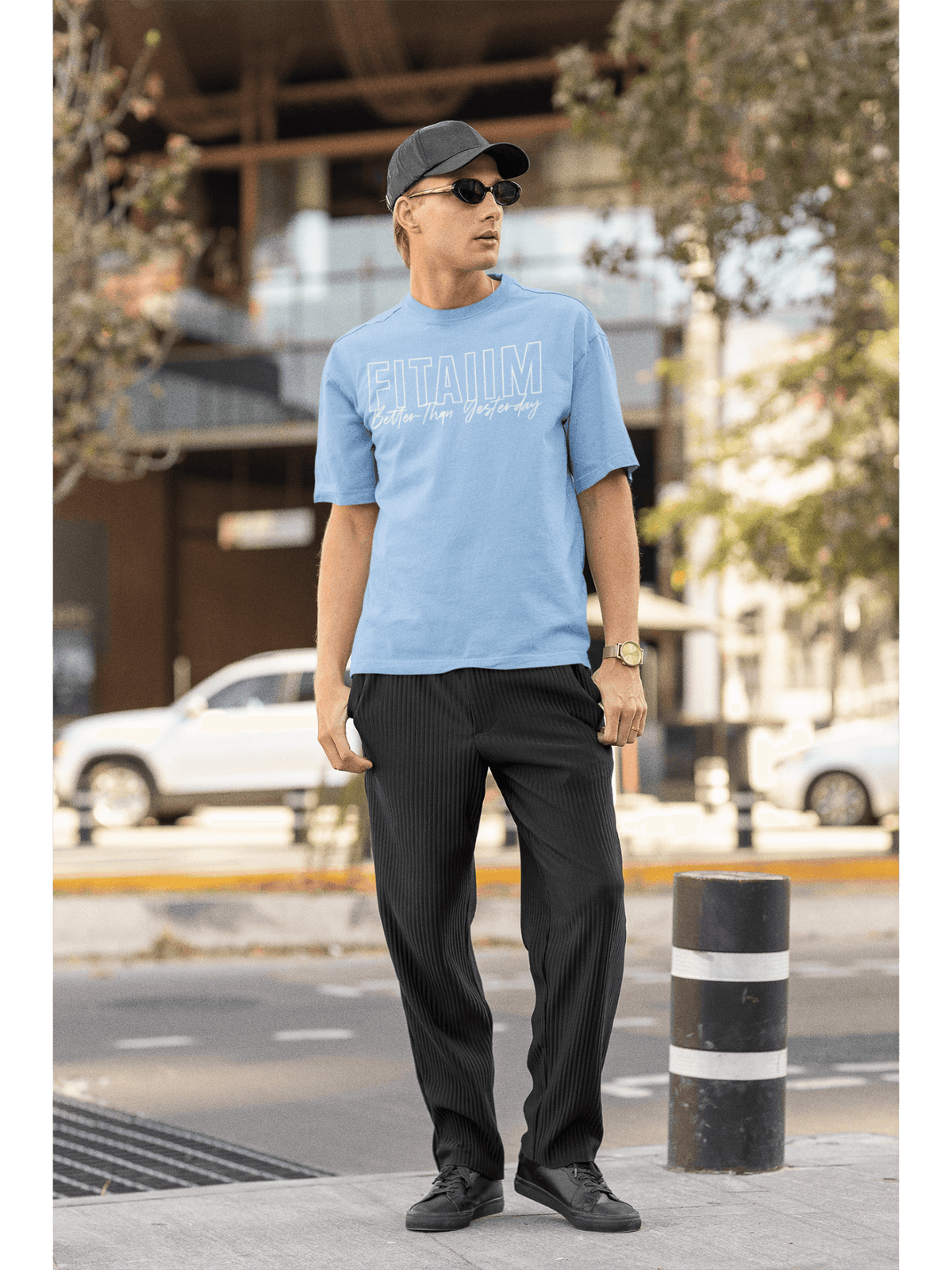 Oversized Men T-Shirt Baby Blue - Fitaiim