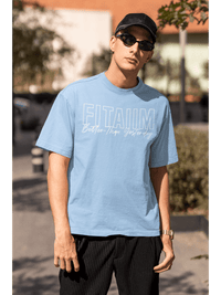 Oversized Men T-Shirt Baby Blue - Fitaiim