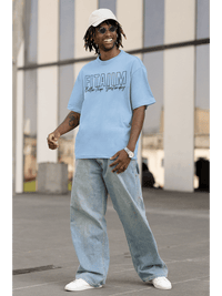 Oversized Men T-Shirt Baby Blue - Fitaiim