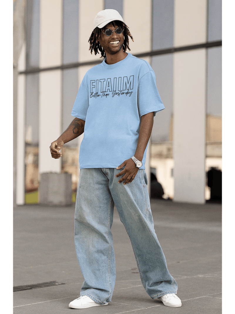 Oversized Men T-Shirt Baby Blue - Fitaiim