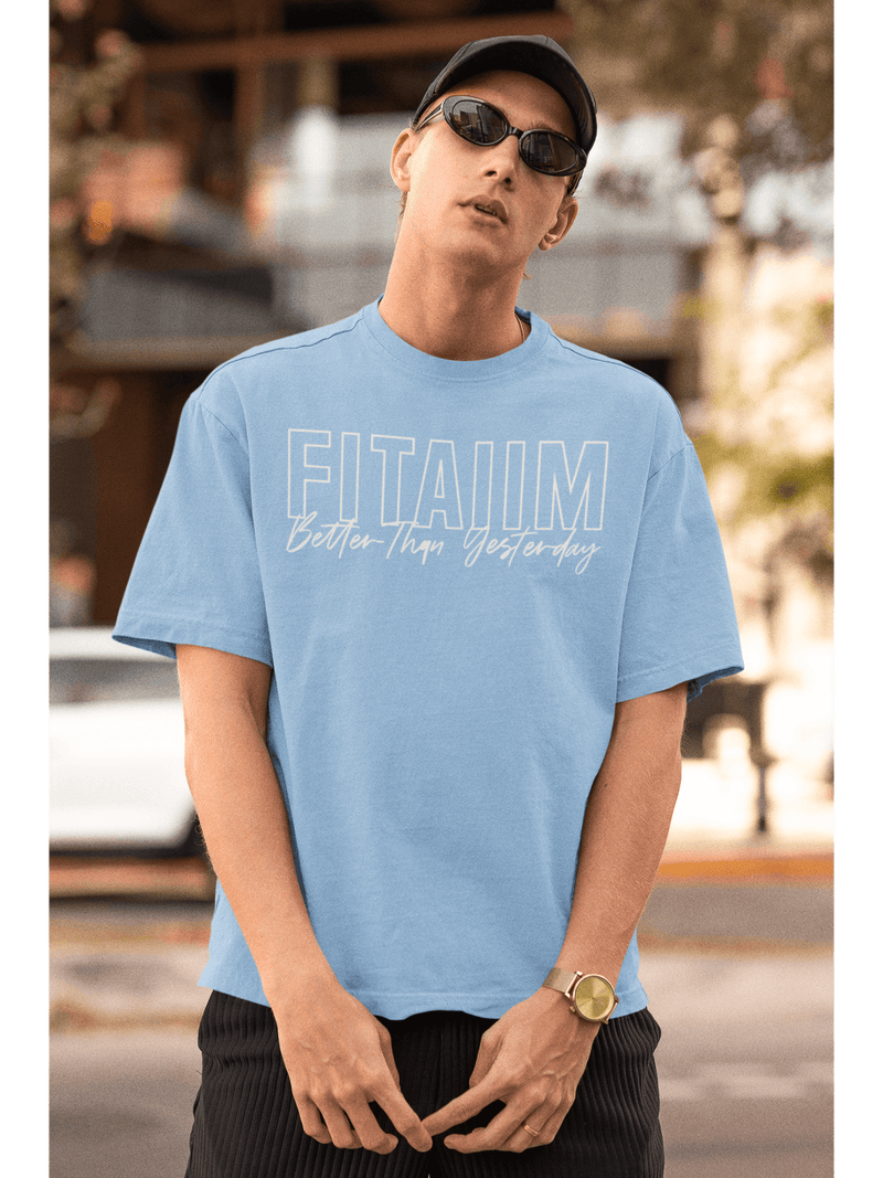 Oversized Men T-Shirt Baby Blue - Fitaiim