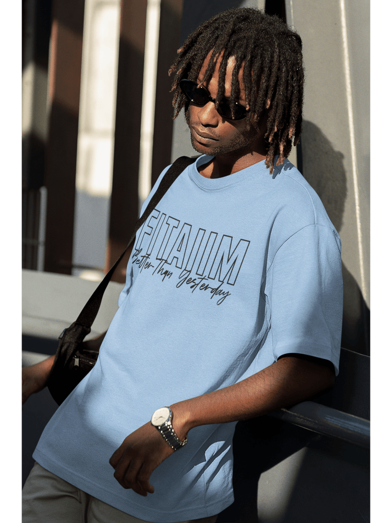 Oversized Men T-Shirt Baby Blue - Fitaiim