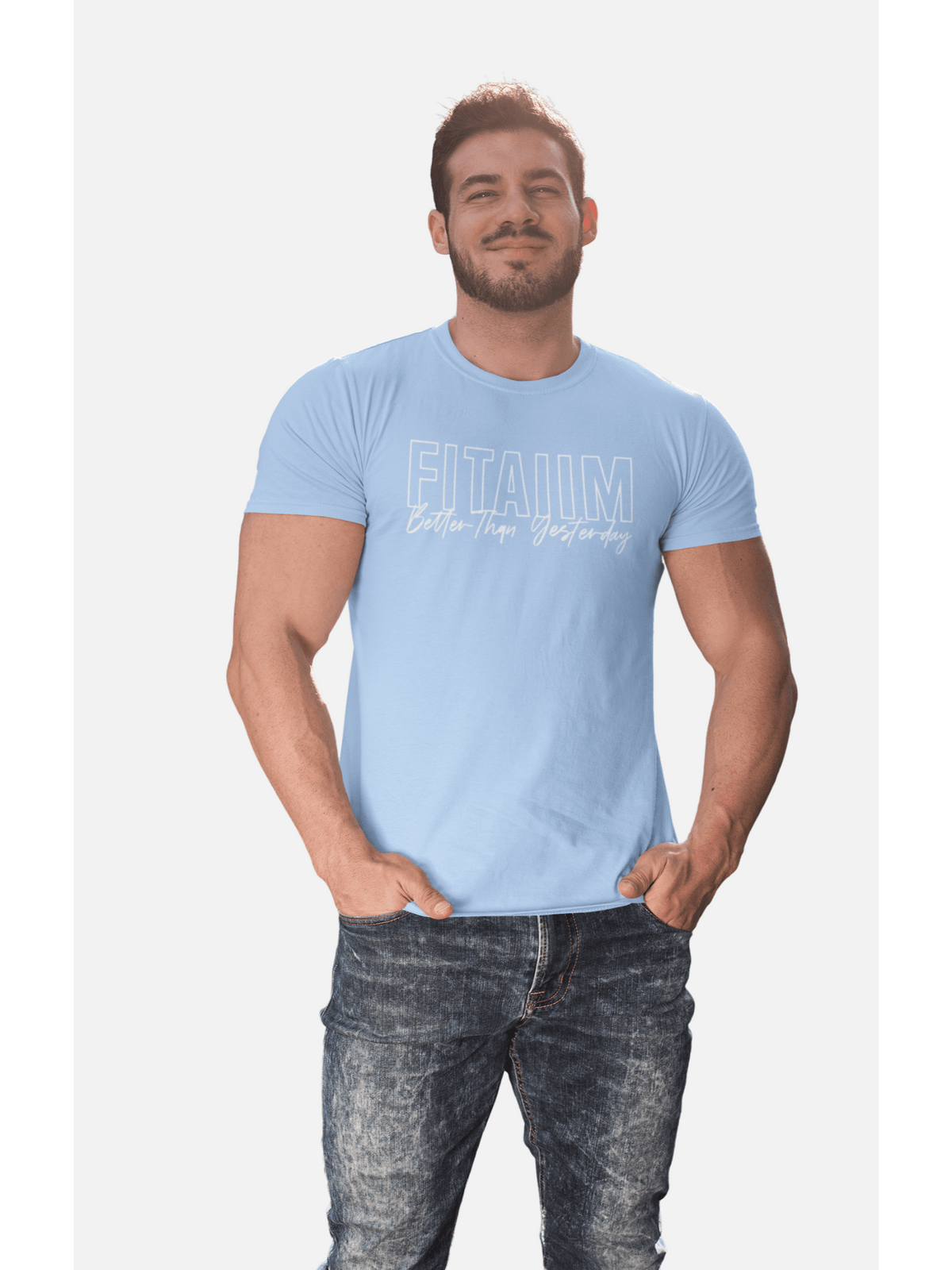 Round Neck T-shirt Baby Blue - Fitaiim