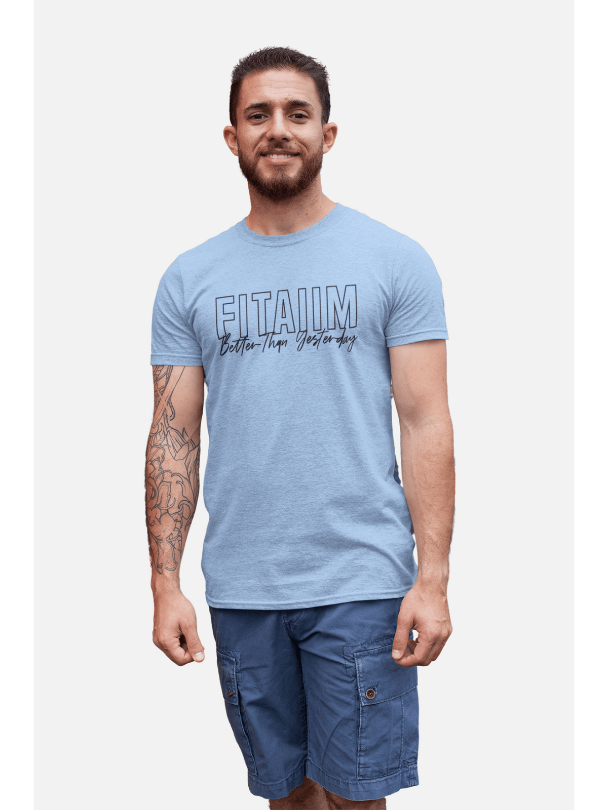 Round Neck T-shirt Baby Blue - Fitaiim