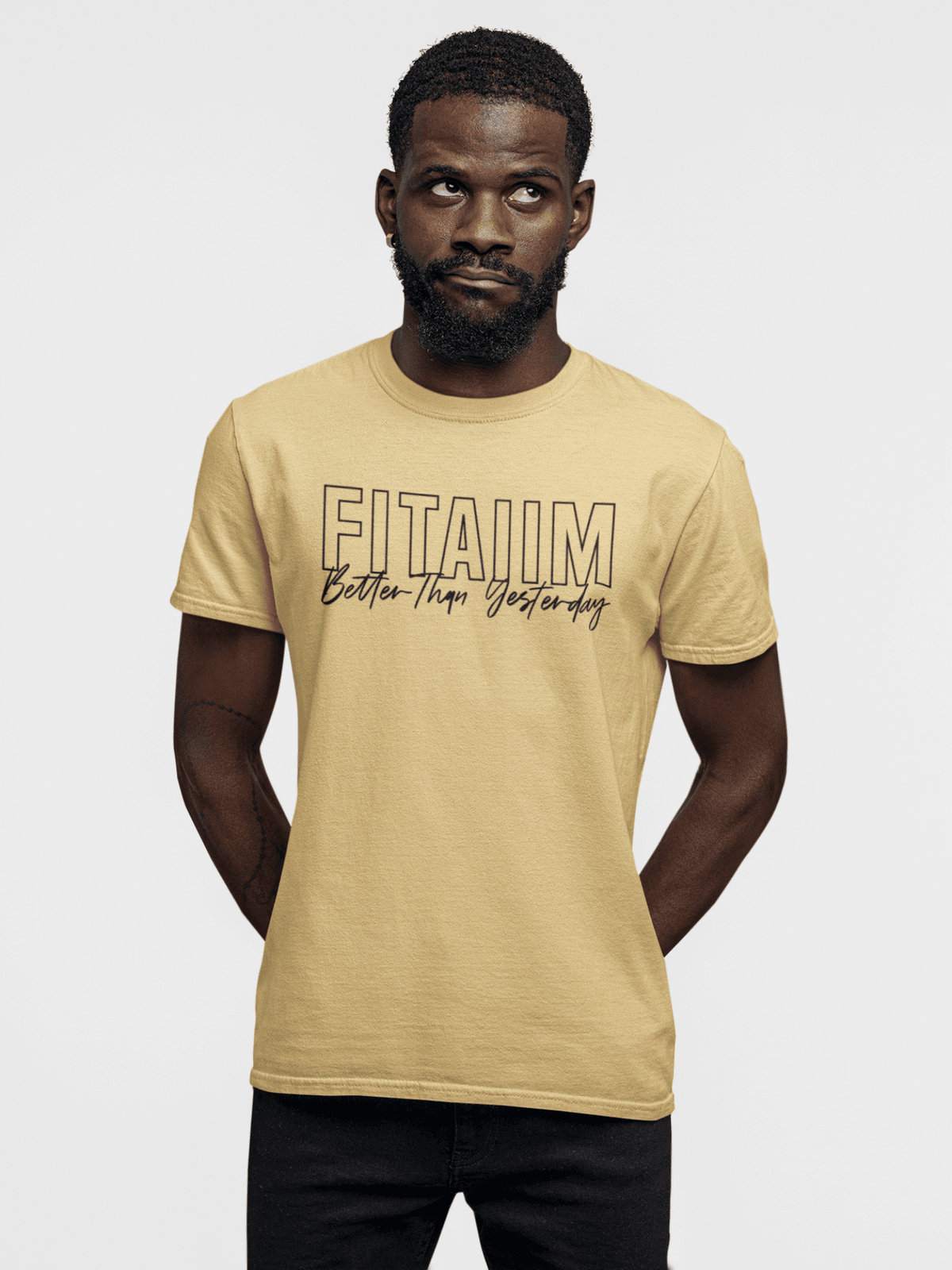 Round Neck T-shirt Beige - Fitaiim