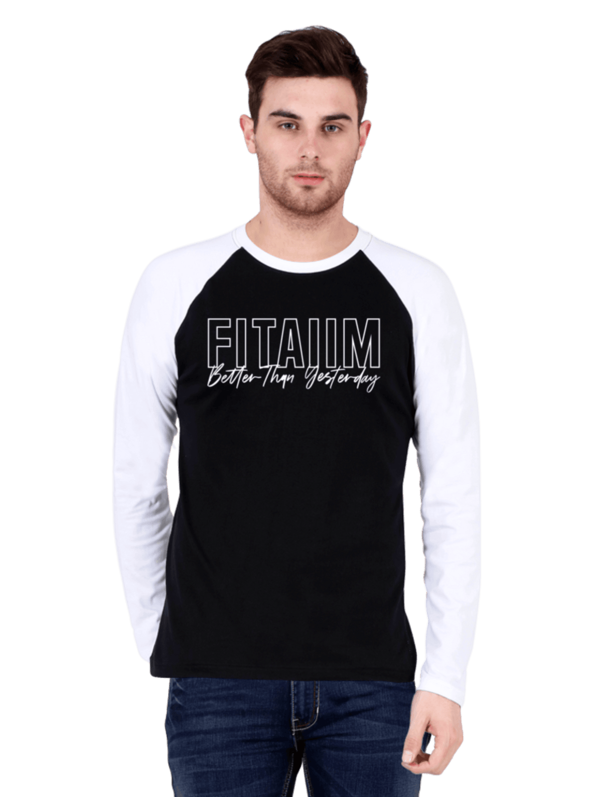 Raglan Full Sleeve T-Shirt Black - Fitaiim