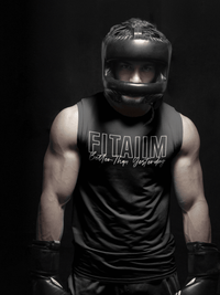 Round Neck Sleeveless Men Tank Black - Fitaiim