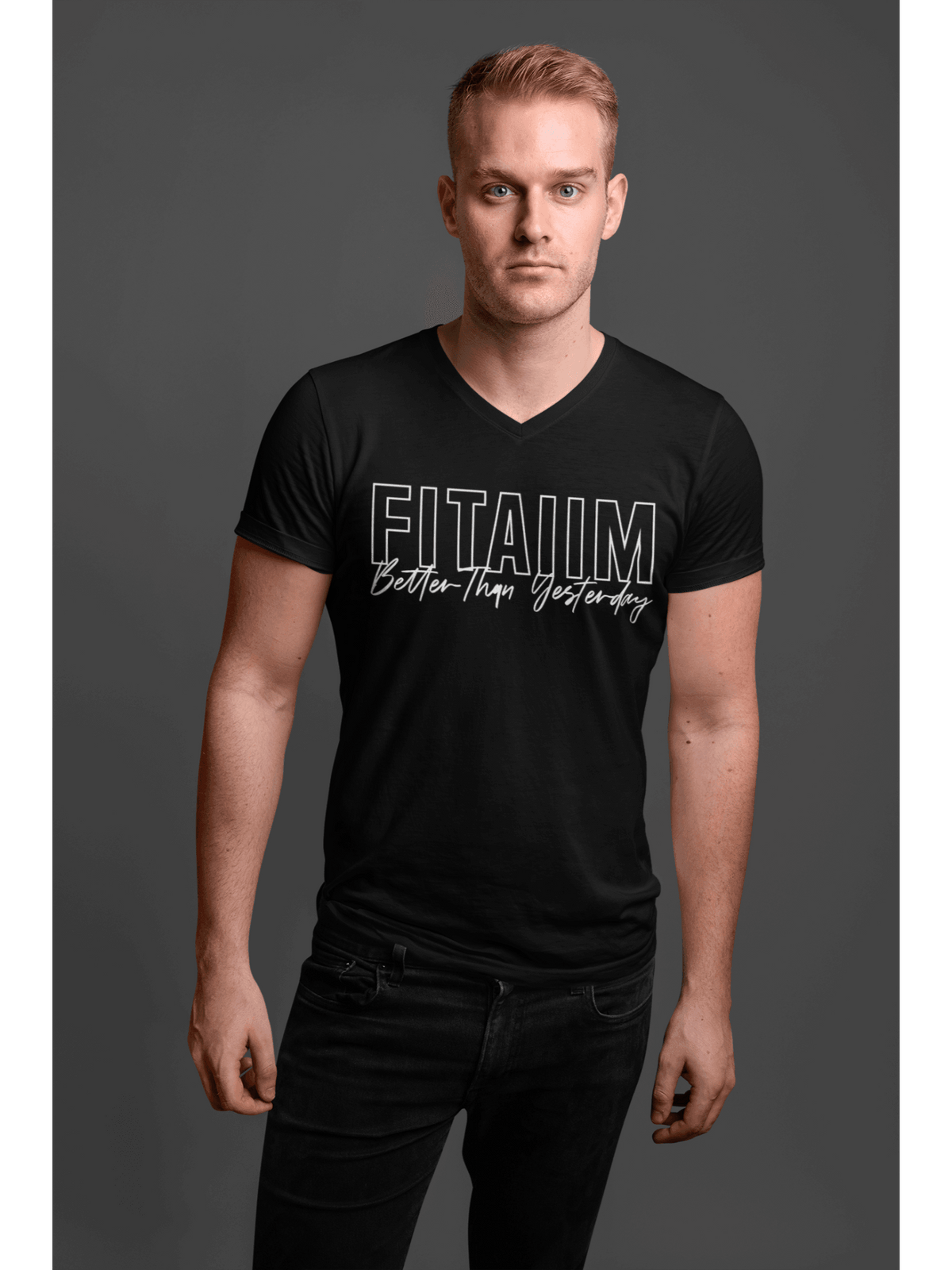 V-Neck T-shirt Black - Fitaiim