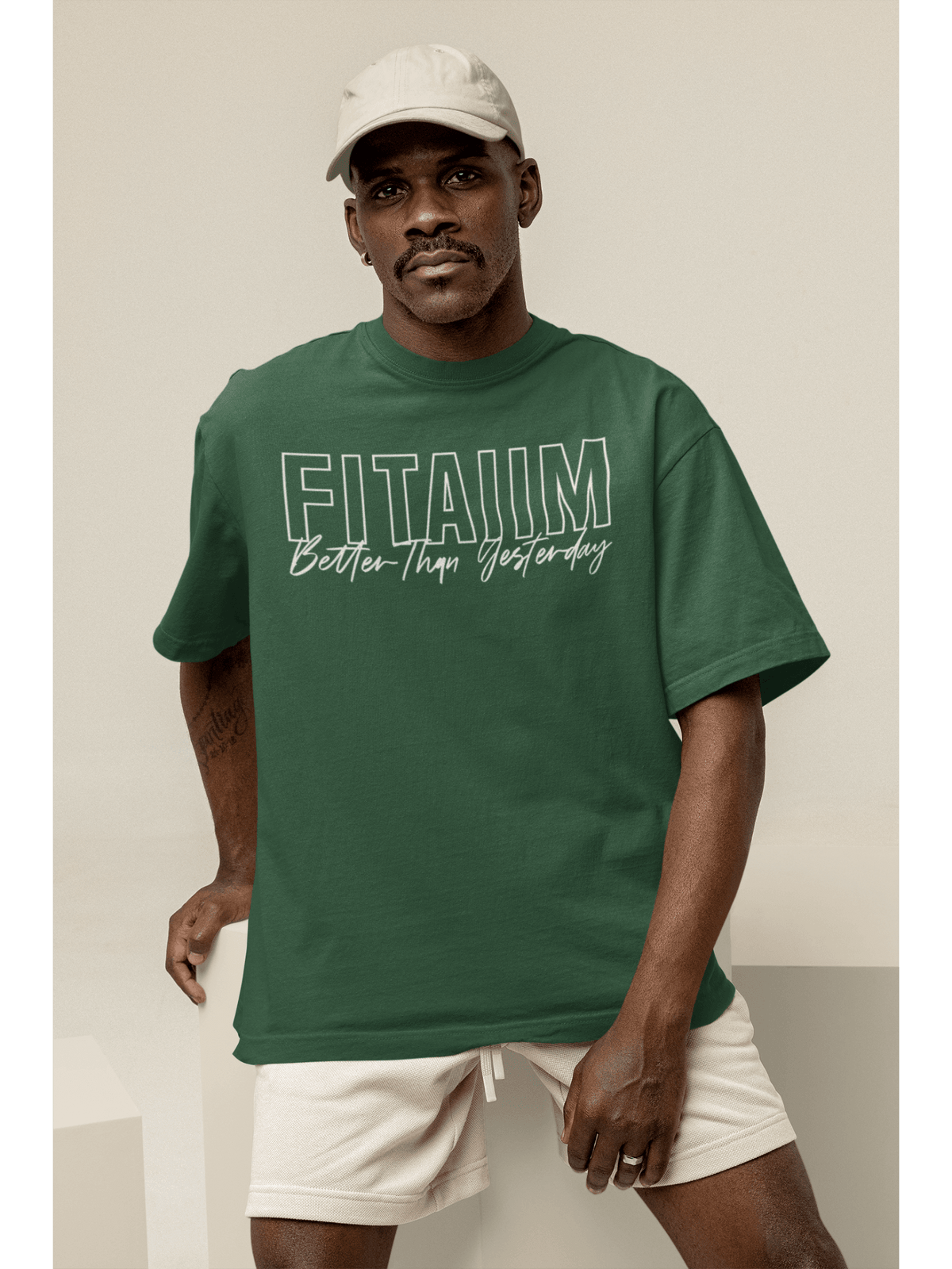 Oversized Men T-Shirt Bottle Green - Fitaiim