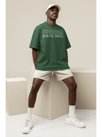 Oversized Men T-Shirt Bottle Green - Fitaiim