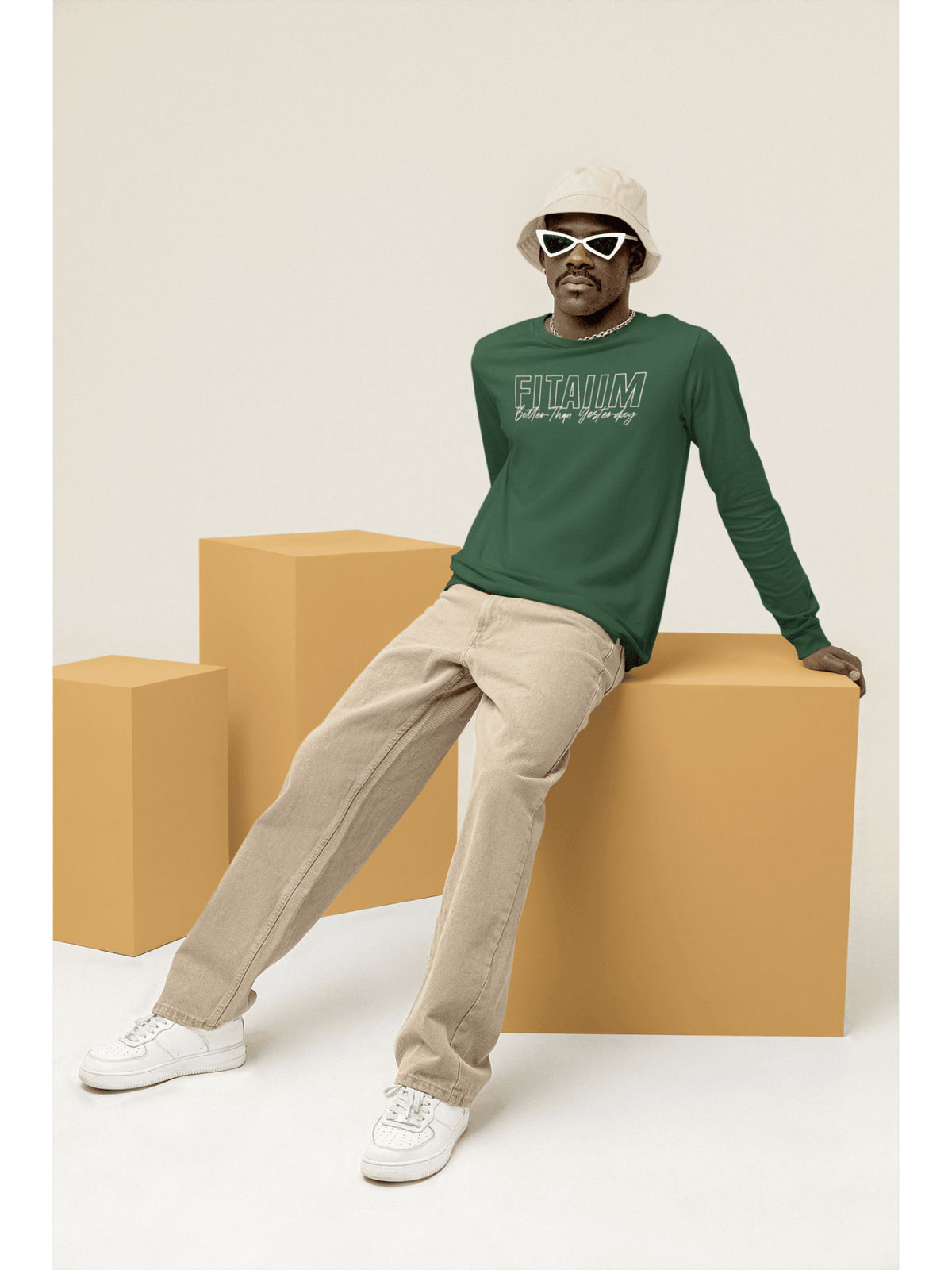 Round Neck Full Sleeve T-Shirt Bottle Green - Fitaiim