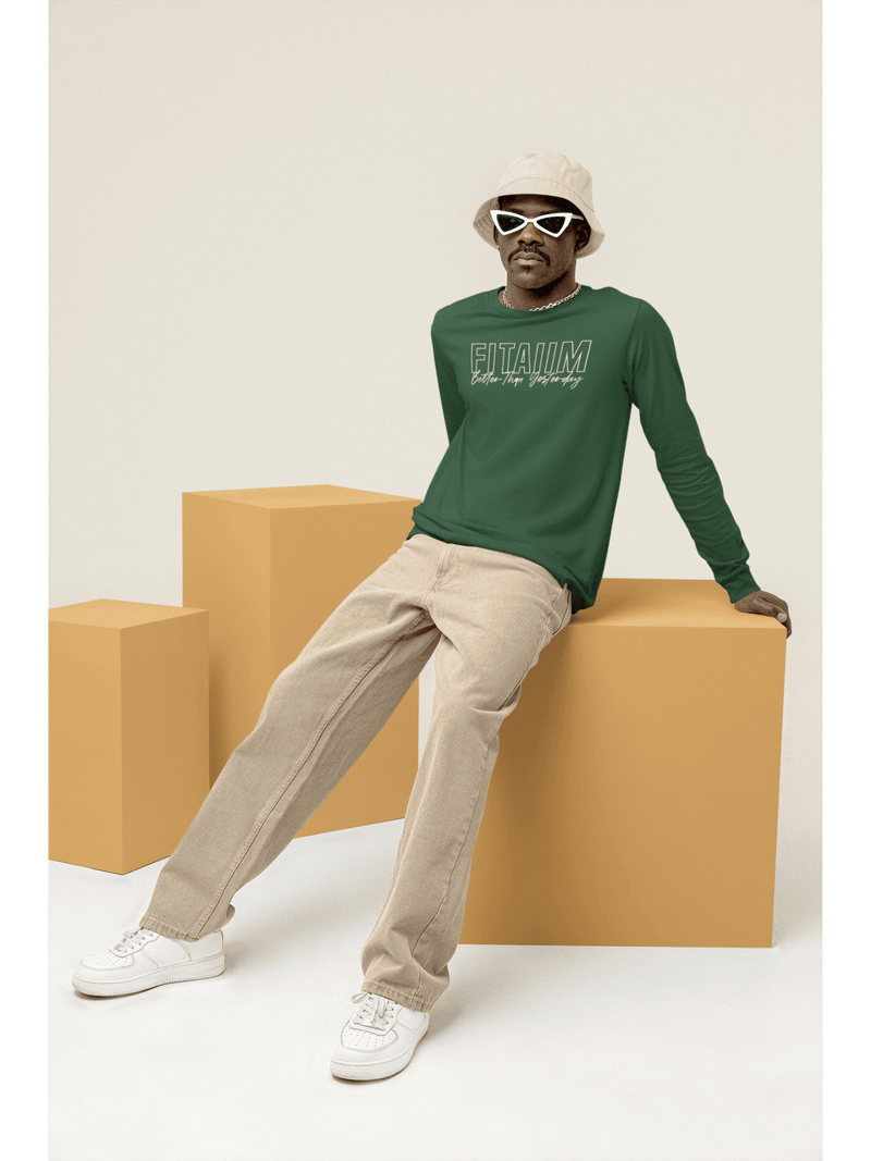 Round Neck Full Sleeve T-Shirt Bottle Green - Fitaiim