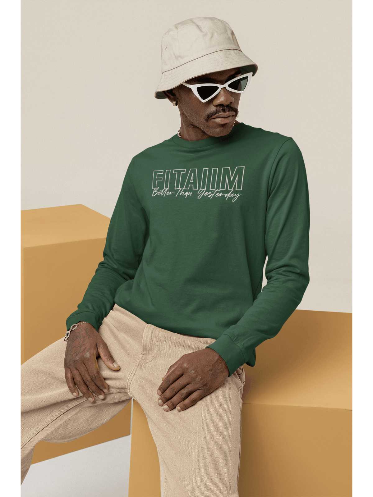 Round Neck Full Sleeve T-Shirt Bottle Green - Fitaiim