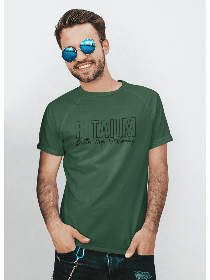 Round Neck T-shirt Bottle Green - Fitaiim