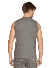 Round Neck Sleeveless Men Tank Charcoal Grey - Fitaiim
