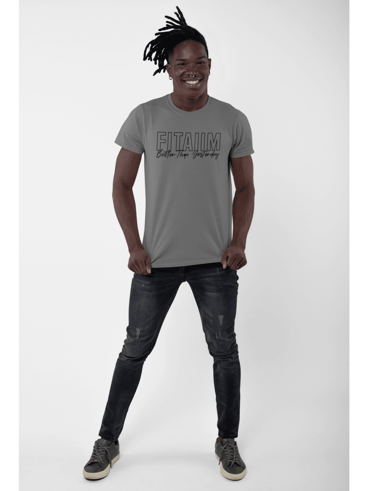 Round Neck T-shirt Charcoal Melange - Fitaiim