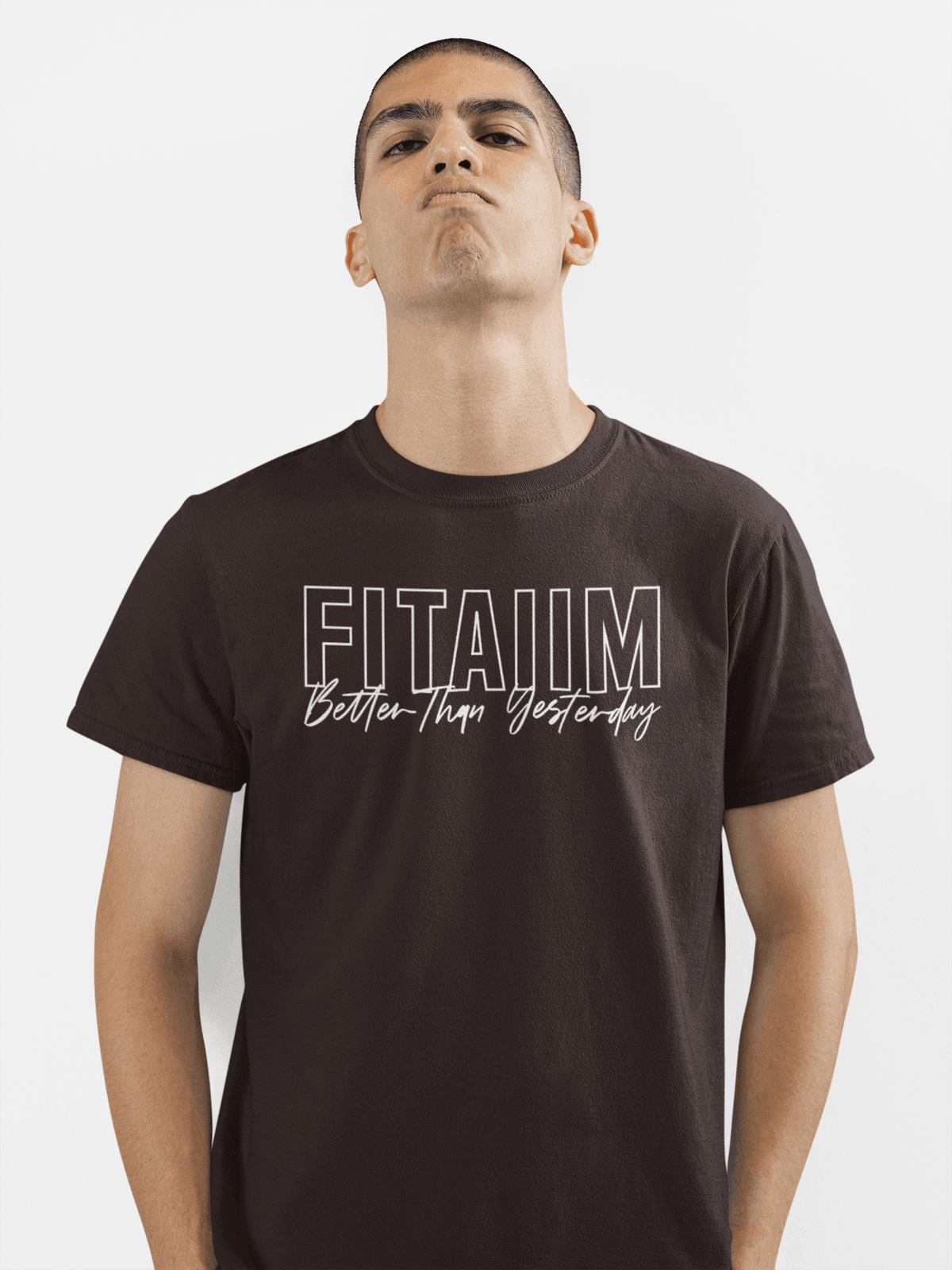 Round Neck T-shirt Coffee Brown - Fitaiim