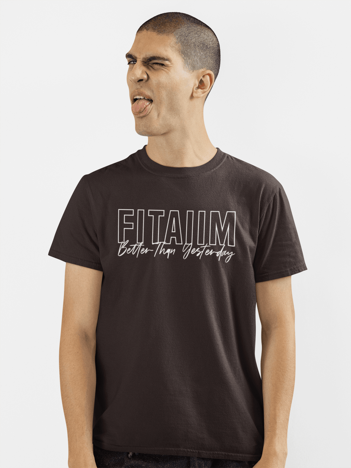 Round Neck T-shirt Coffee Brown - Fitaiim