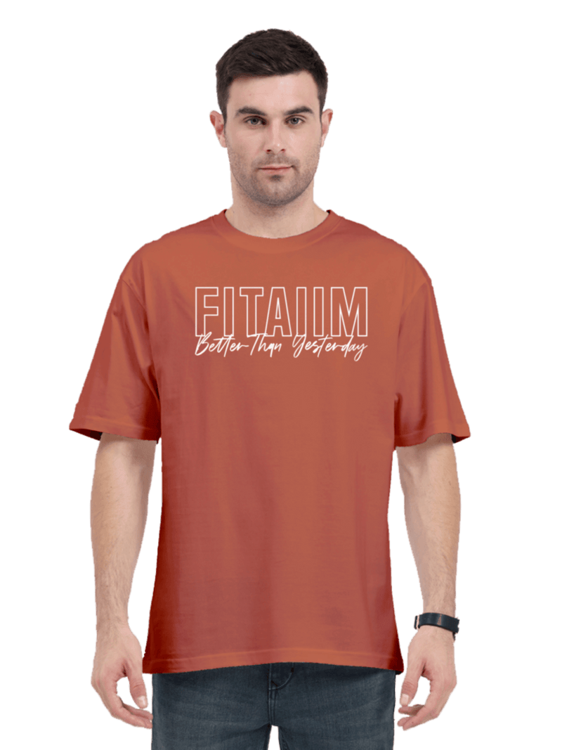 Oversized Men T-Shirt Coral - Fitaiim