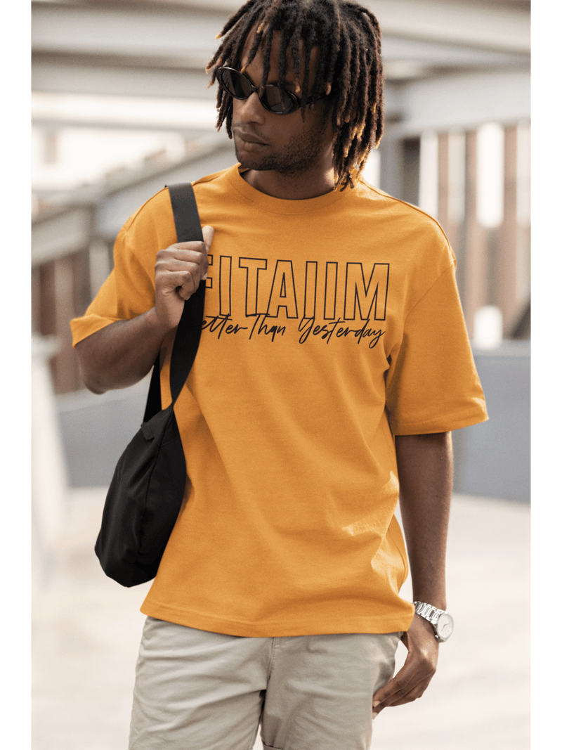 Oversized Men T-Shirt Golden Yellow - Fitaiim