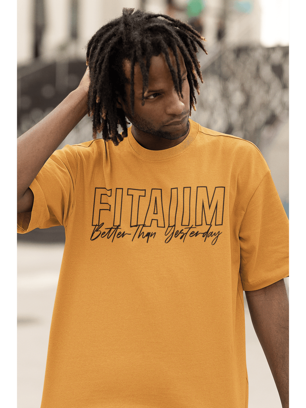 Oversized Men T-Shirt Golden Yellow - Fitaiim