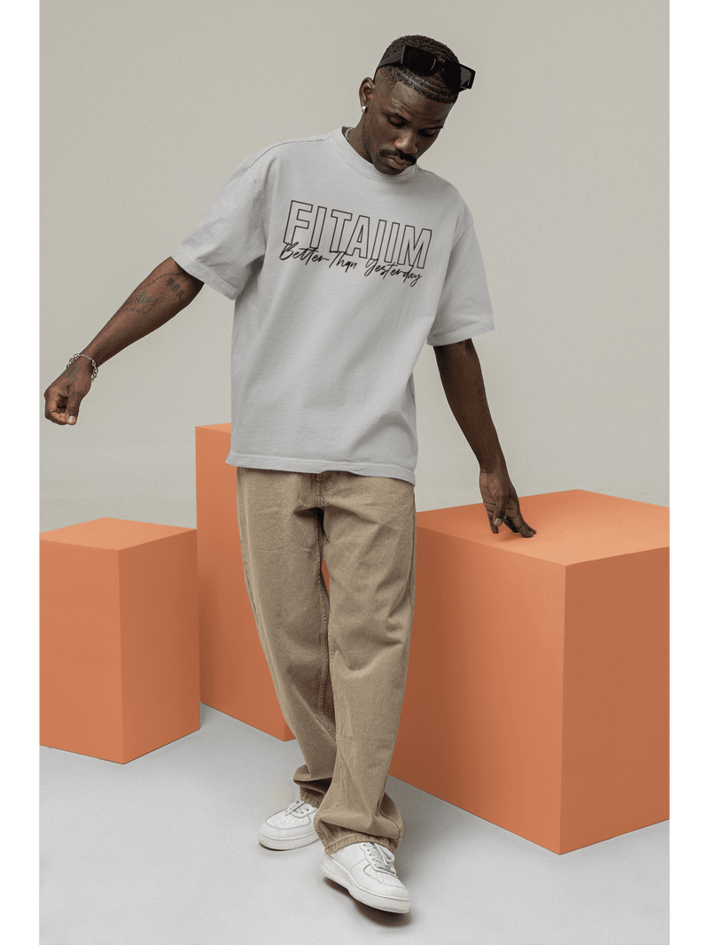 Oversized Men T-Shirt Grey Melange - Fitaiim