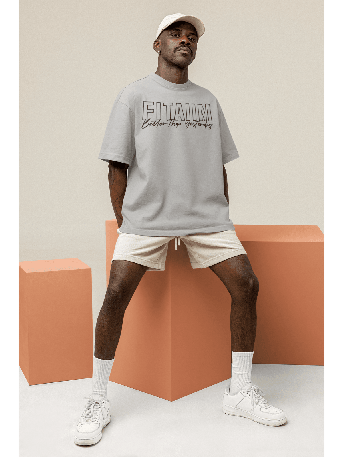 Oversized Men T-Shirt Grey Melange - Fitaiim