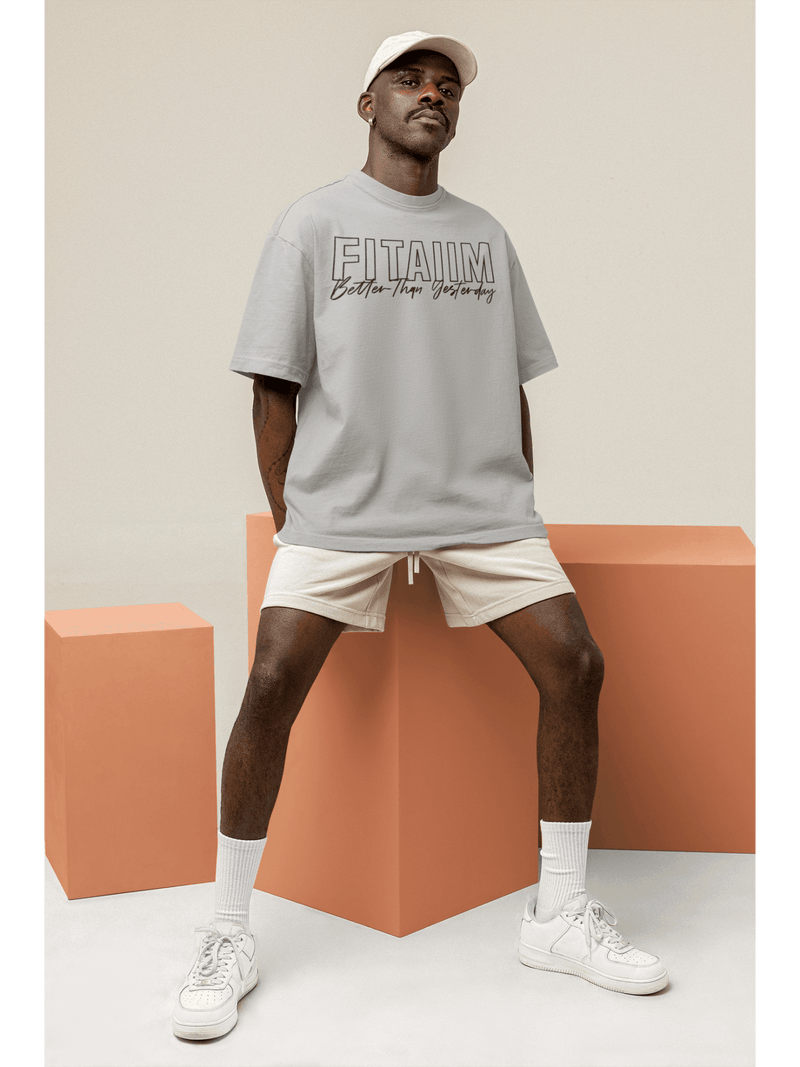 Oversized Men T-Shirt Grey Melange - Fitaiim