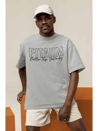 Oversized Men T-Shirt Grey Melange - Fitaiim