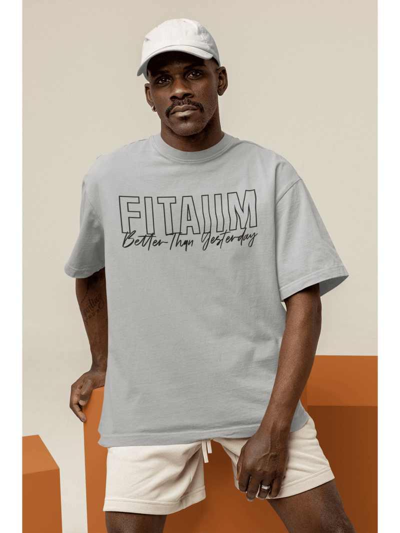 Oversized Men T-Shirt Grey Melange - Fitaiim