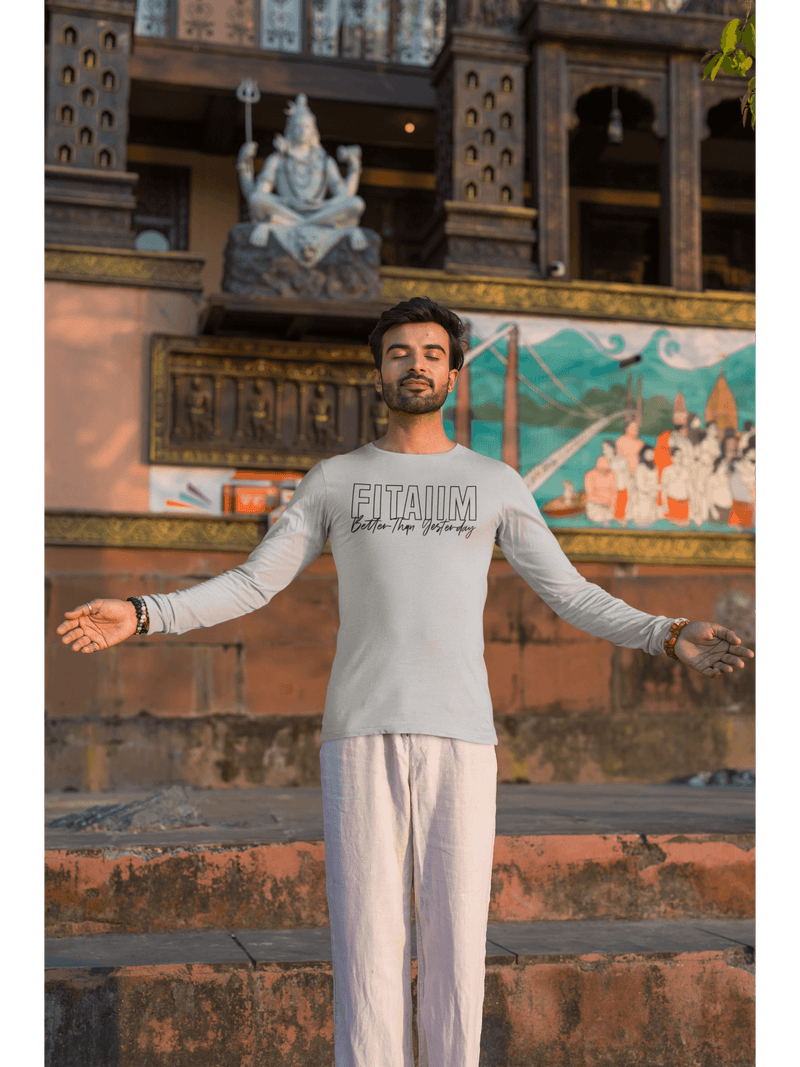 Round Neck Full Sleeve T-Shirt Grey Melange - Fitaiim