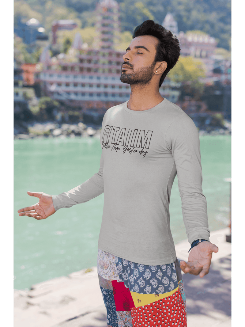 Round Neck Full Sleeve T-Shirt Grey Melange - Fitaiim