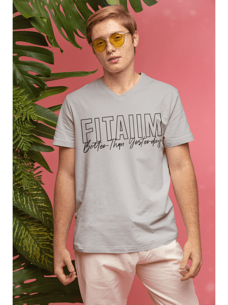 V-Neck T-shirt Grey Melange - Fitaiim