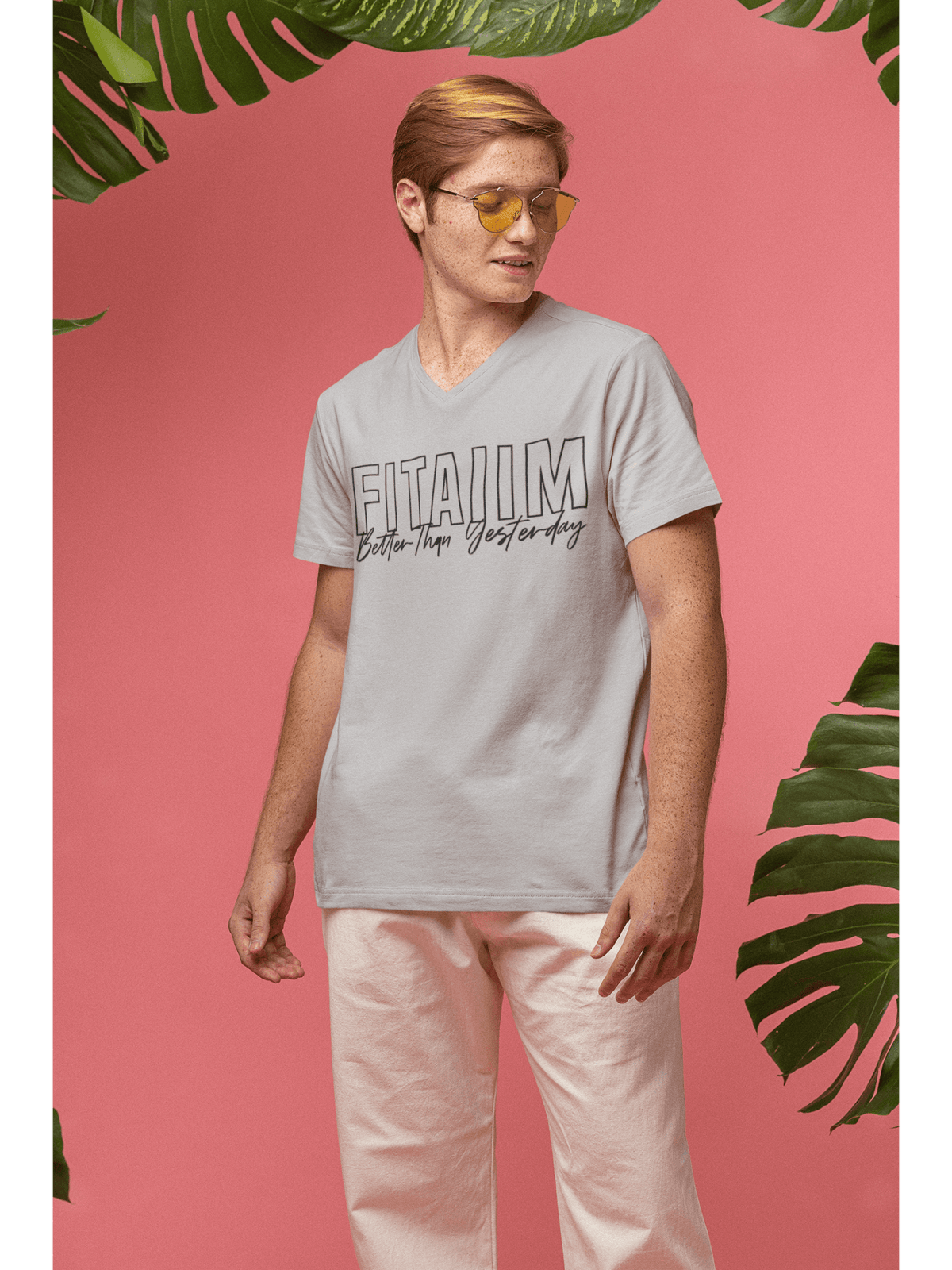 V-Neck T-shirt Grey Melange - Fitaiim