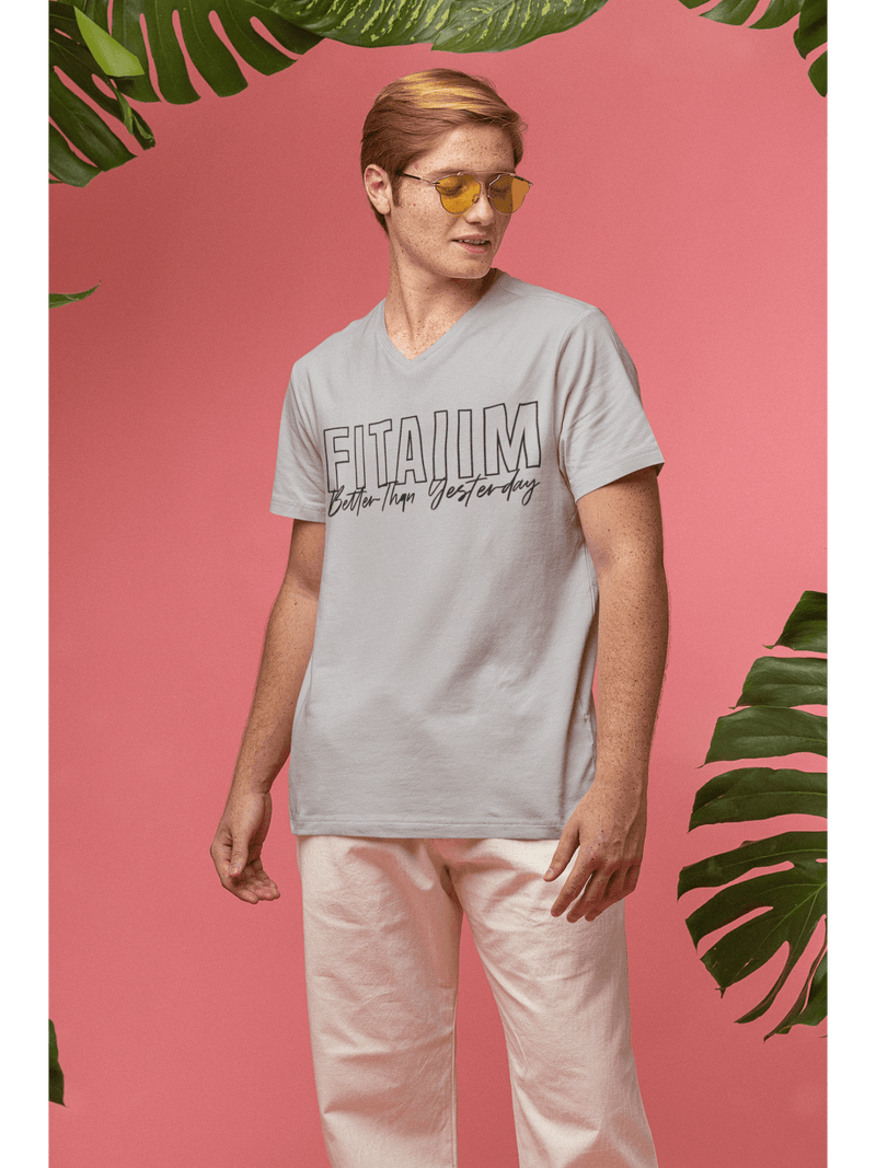 V-Neck T-shirt Grey Melange - Fitaiim