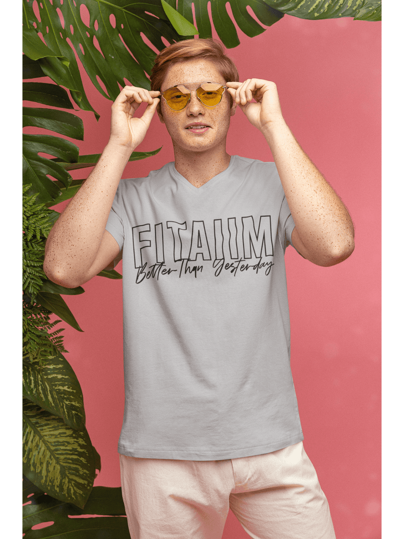 V-Neck T-shirt Grey Melange - Fitaiim