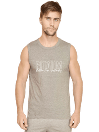Round Neck Sleeveless Men Tank Grey - Fitaiim
