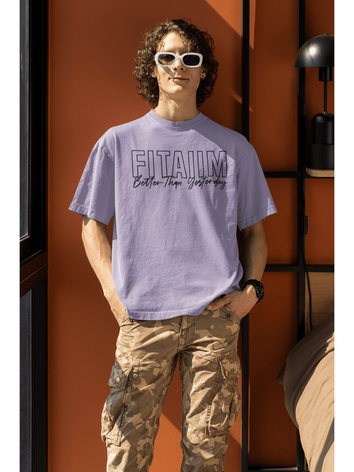Oversized Men T-Shirt Lavender - Fitaiim