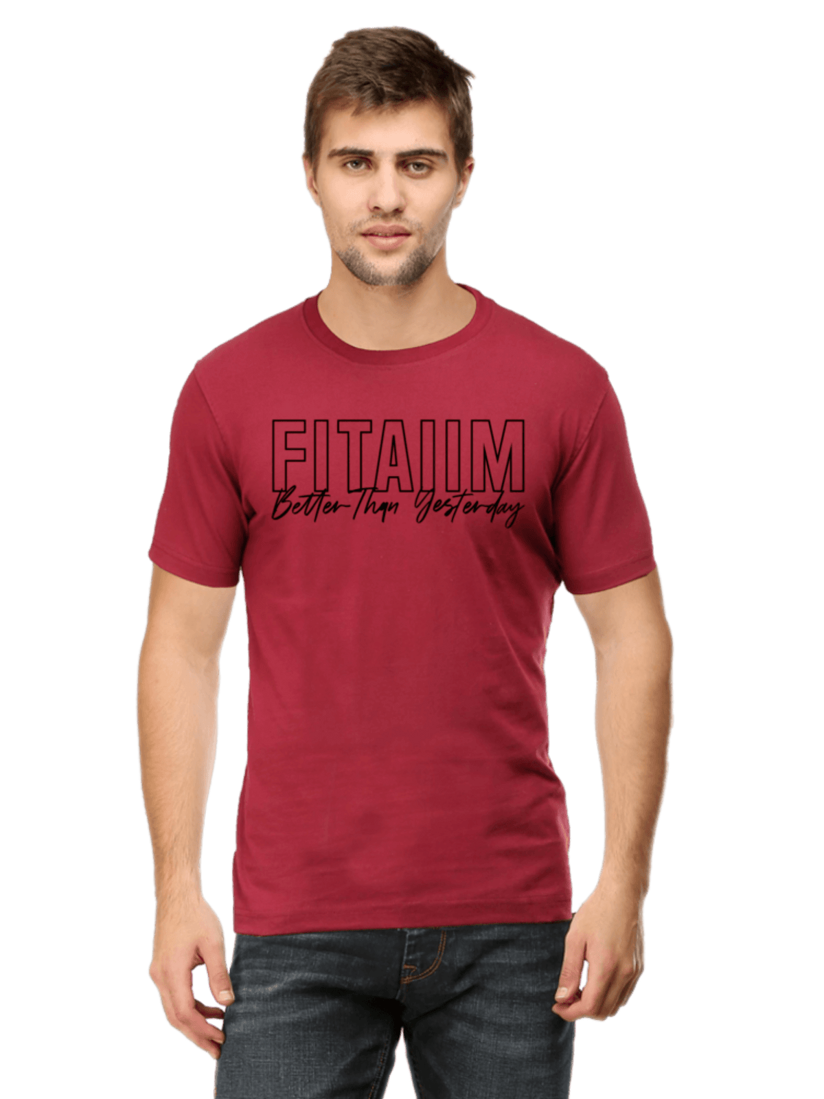 Round Neck T-shirt Maroon - Fitaiim