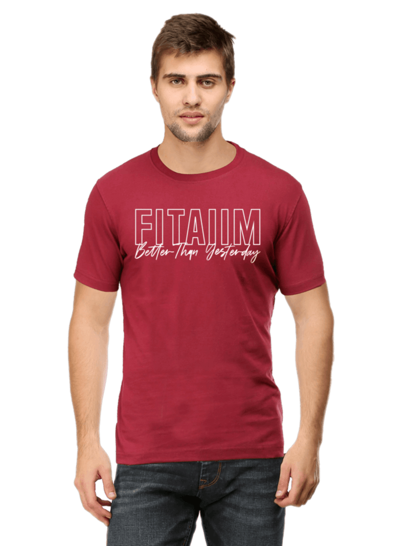 Round Neck T-shirt Maroon - Fitaiim