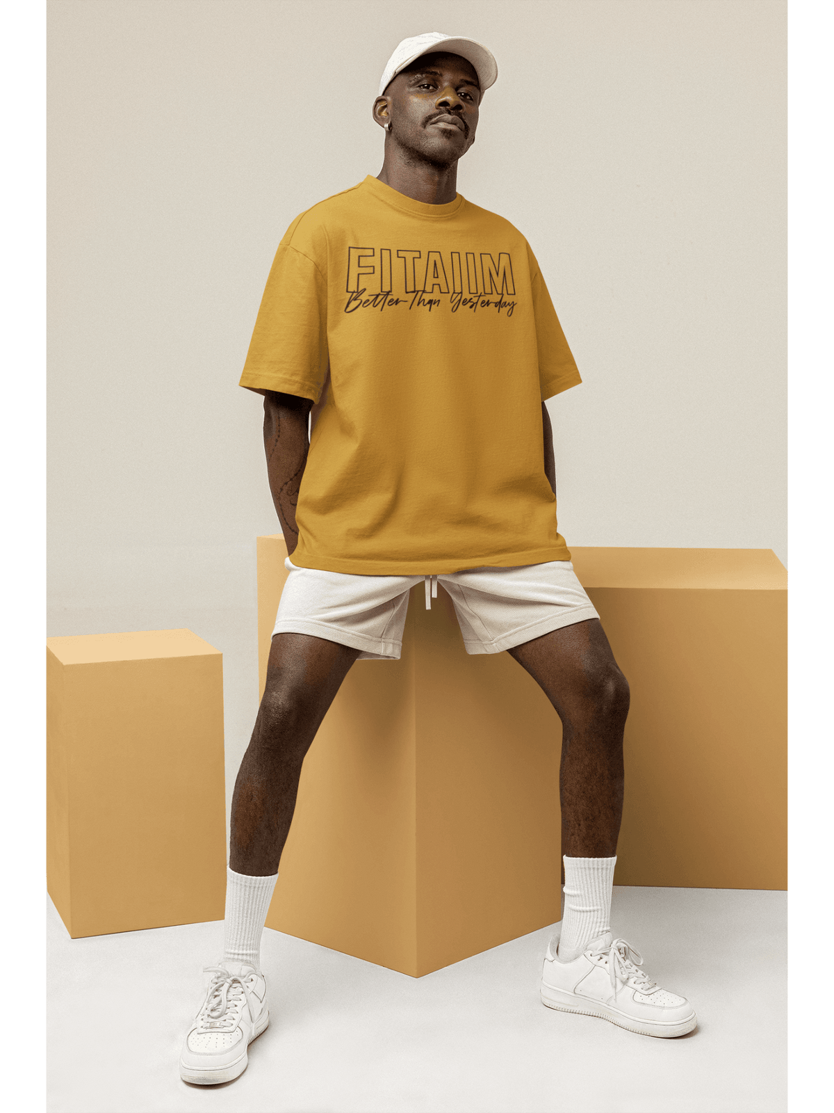 Oversized Men T-Shirt Mustard Yellow - Fitaiim